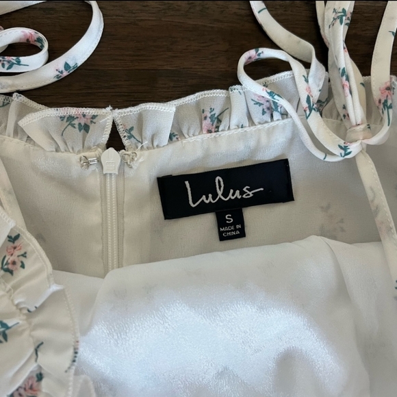 Lulu's White Floral Tie Strap Summer Dress - Picture 3 of 3
